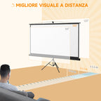 100" Foldable Projector Screen, 16:9 Format, Adjustable Tripod, 235.8 x 8 x 136 cm, Black