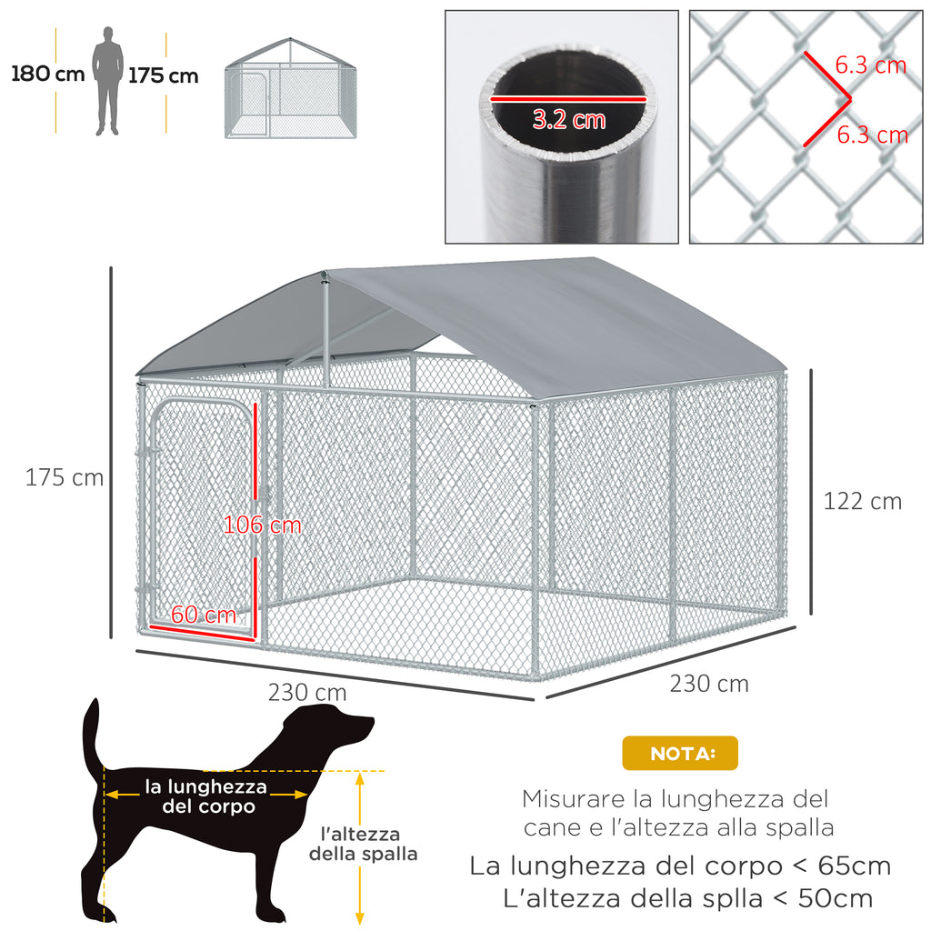 Outdoor Dog and Pet Playpen with Waterproof Cover, 230x230x175 cm