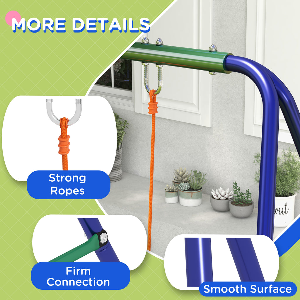 Outsunny swing for children 3-8 years with 2 seats and 4 stakes, in metal and pp, 269x160x180 cm - Borgè