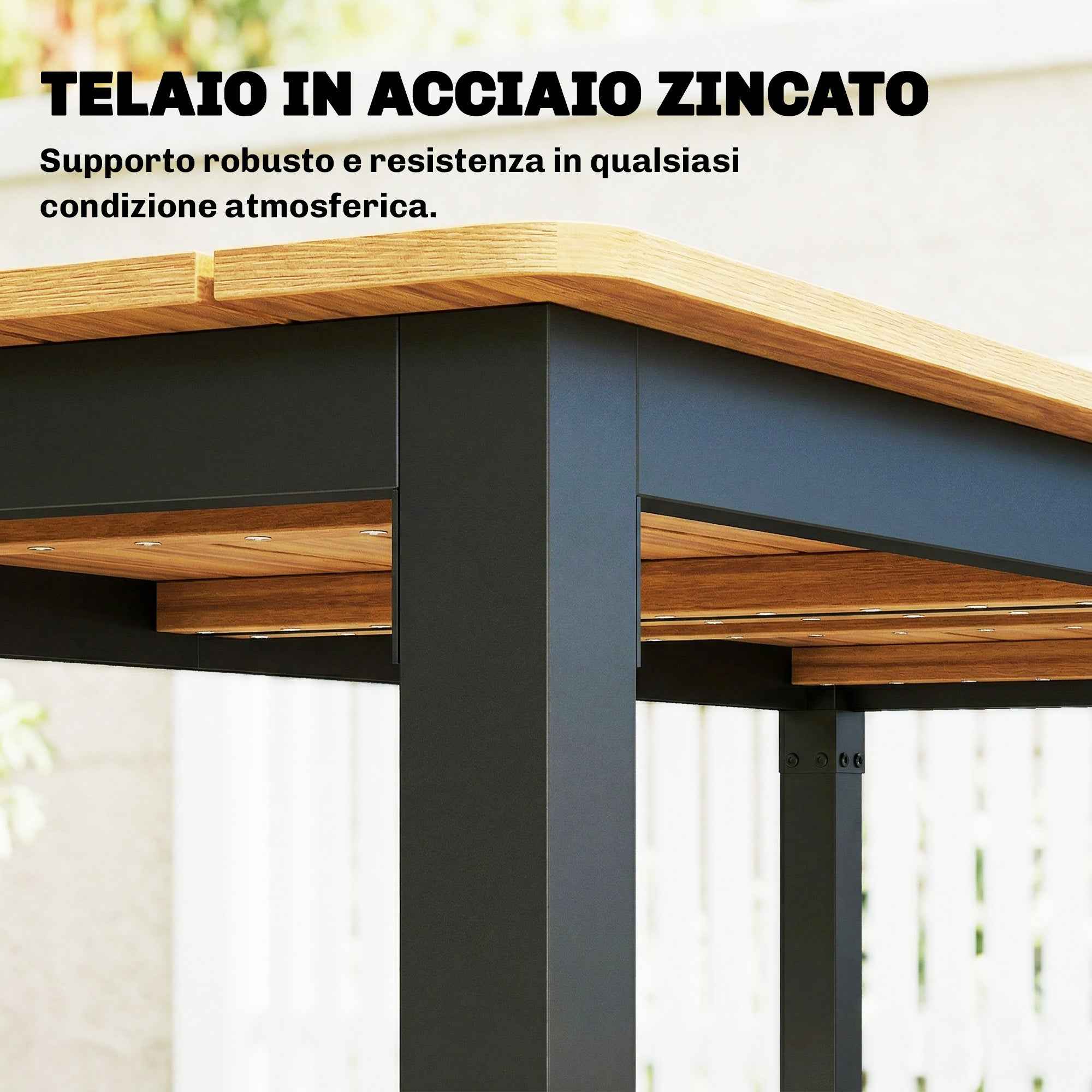Outsunny Rectangular Garden Table for 6-8 People, Dimensions 180 x 86 cm