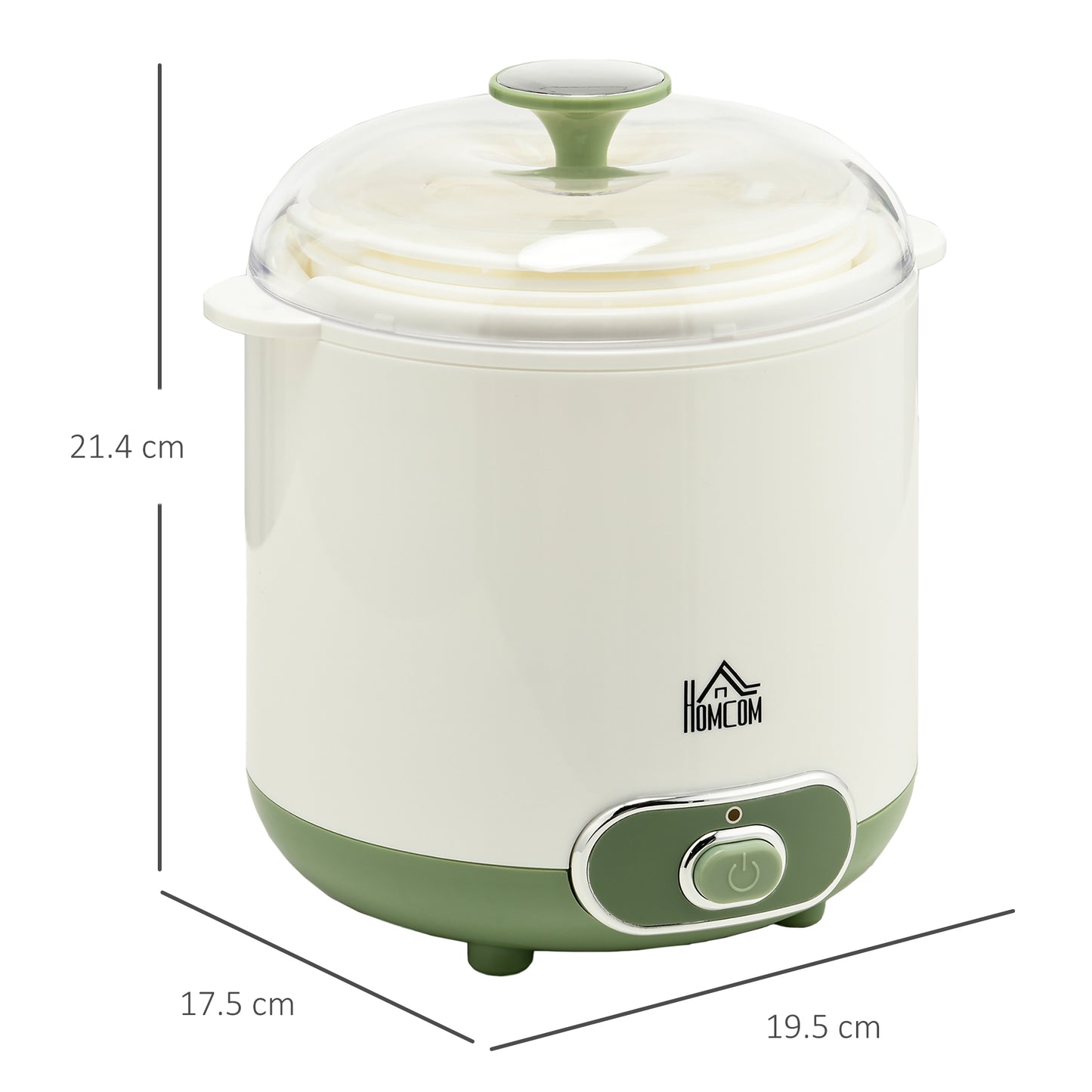 Yogurt Maker 1.5L for 3-5 People with 2 Jars and Strainer, Plastic, 19.5x17. 5x21.4 cm, White