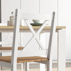 HOMCOM Set of 4 Kitchen and Living Room Chairs with Cross Backrest, in Pine Wood, 41x46.5x86 cm - Borgè