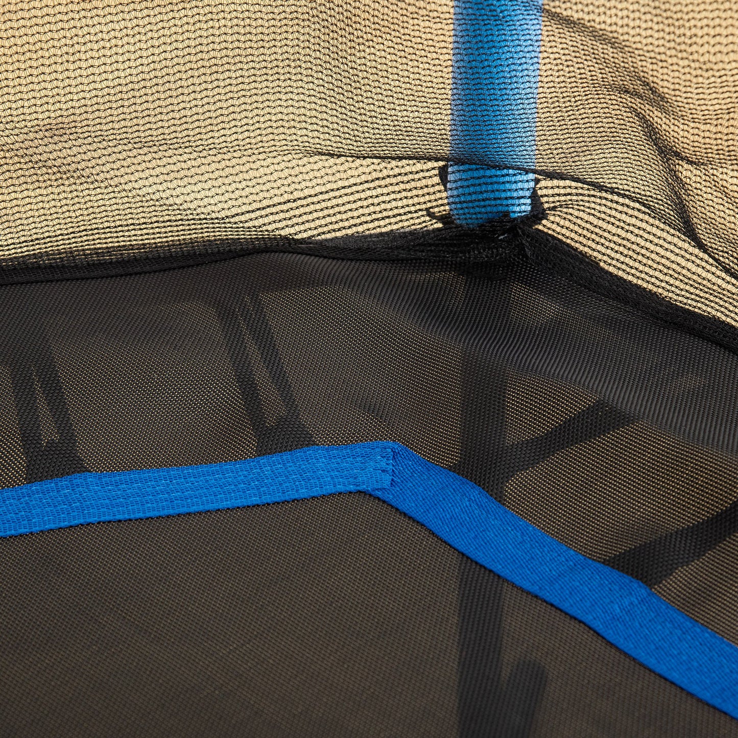 Children's Trampoline with Hinged Entry and Padded Poles, in Steel, PP and EPE, Ø163.5x190 cm, Light Blue