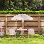Garden Set for Children 2-5 Years with Round Table, 2 Folding Chairs and a Umbrella, Pink