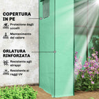 Outsunny Greenhouse for Plants with 2 Side Mesh Windows and Roller Door, in PE and Steel, 196x77x197 cm, Green