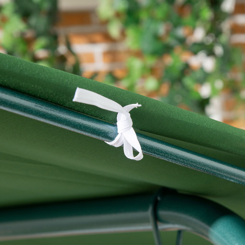 3-Seater Garden Swing in Steel and Teslin with Sunshade Roof, 172x110x153 cm, White and Green