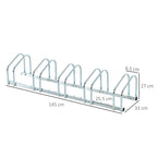 Steel Bike Rack, 5-Bike Parking Stand, 145 x 33 x 27 cm, Silver