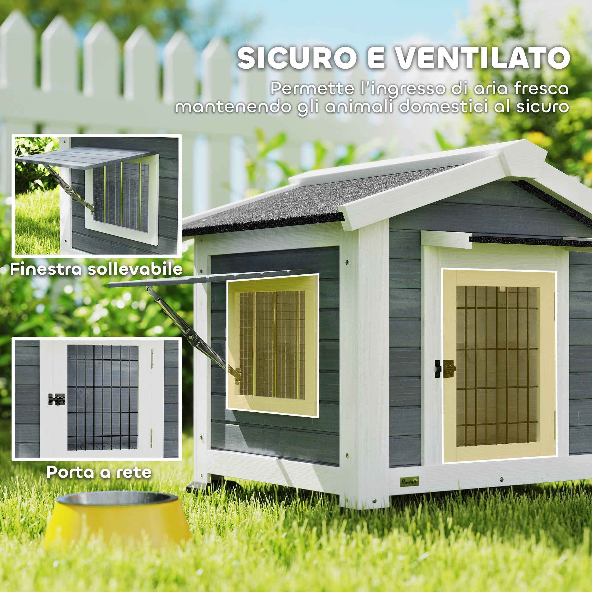 PawHut Dog Kennel Outdoor Wooden Dog House, 98x76x69.5cm