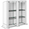 Outsunny Garden Greenhouse with 2 Roll-Up Doors, 3-Tier Shelving and Side Pockets, White and Gray