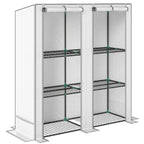 Outsunny Garden Greenhouse with 2 Roll-Up Doors, 3-Tier Shelving and Side Pockets, White and Gray