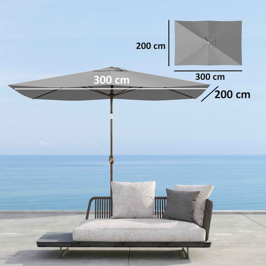 Outsunny 3x2m Rectangular Umbrella Cover with Top Vent, 180g/m² Polyester, Light Grey