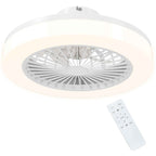 HOMCOM Ceiling Fan with Adjustable LED Light and 6 Speeds, Made of Plastic and Acrylic, Ø46x16 cm, White