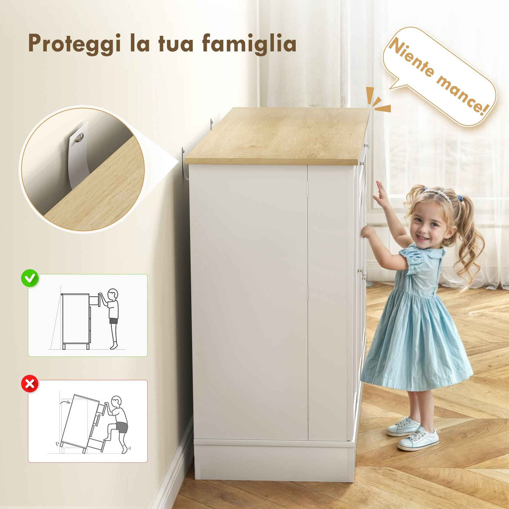 HOMCOM Modern Sideboard with Storage Space, Buffet Cabinet with Drawer, Adjustable Shelves, Small Kitchen Pantry with Door Shelves, White