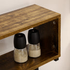 HOMCOM Kitchen Shelf with Power Strip, Shelves and Hooks Industrial Style, 60x42x153cm, Brown - Borgè