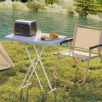 Outsunny Folding Garden Table with Adjustable Height, Made of Metal and HDPE, 76x50x74 cm, Dark Grey