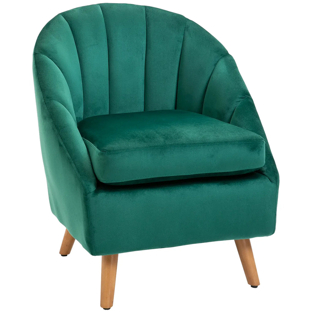 Green Velvet Bedroom Living Room Armchair with Thick Padding and Solid Wood Frame (67x65x77cm)