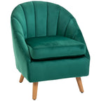 Green Velvet Bedroom Living Room Armchair with Thick Padding and Solid Wood Frame (67x65x77cm)