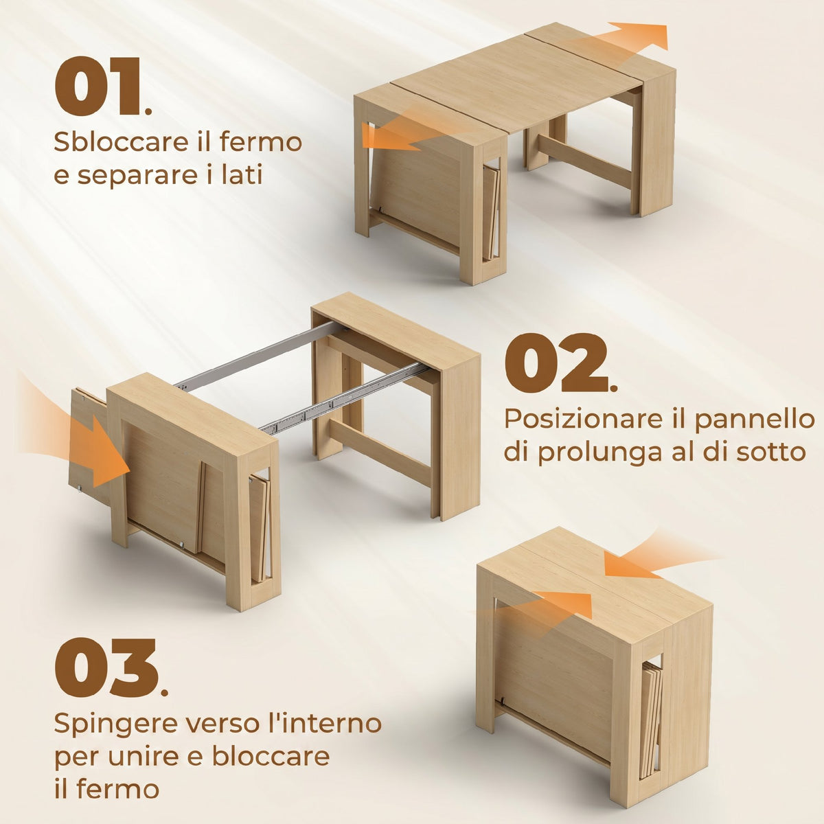 HOMCOM Extendable Console Table for 10 People, Light Wood Effect