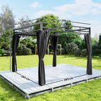 Outsunny Pergola Gazebo 3x3 m with Sliding Roof UV30+ and 4 Side Walls, Dark Grey