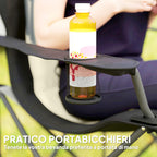 Set of 2 Folding Camping Chairs with High Backrest, Cup Holder and Carry Bags, Cream