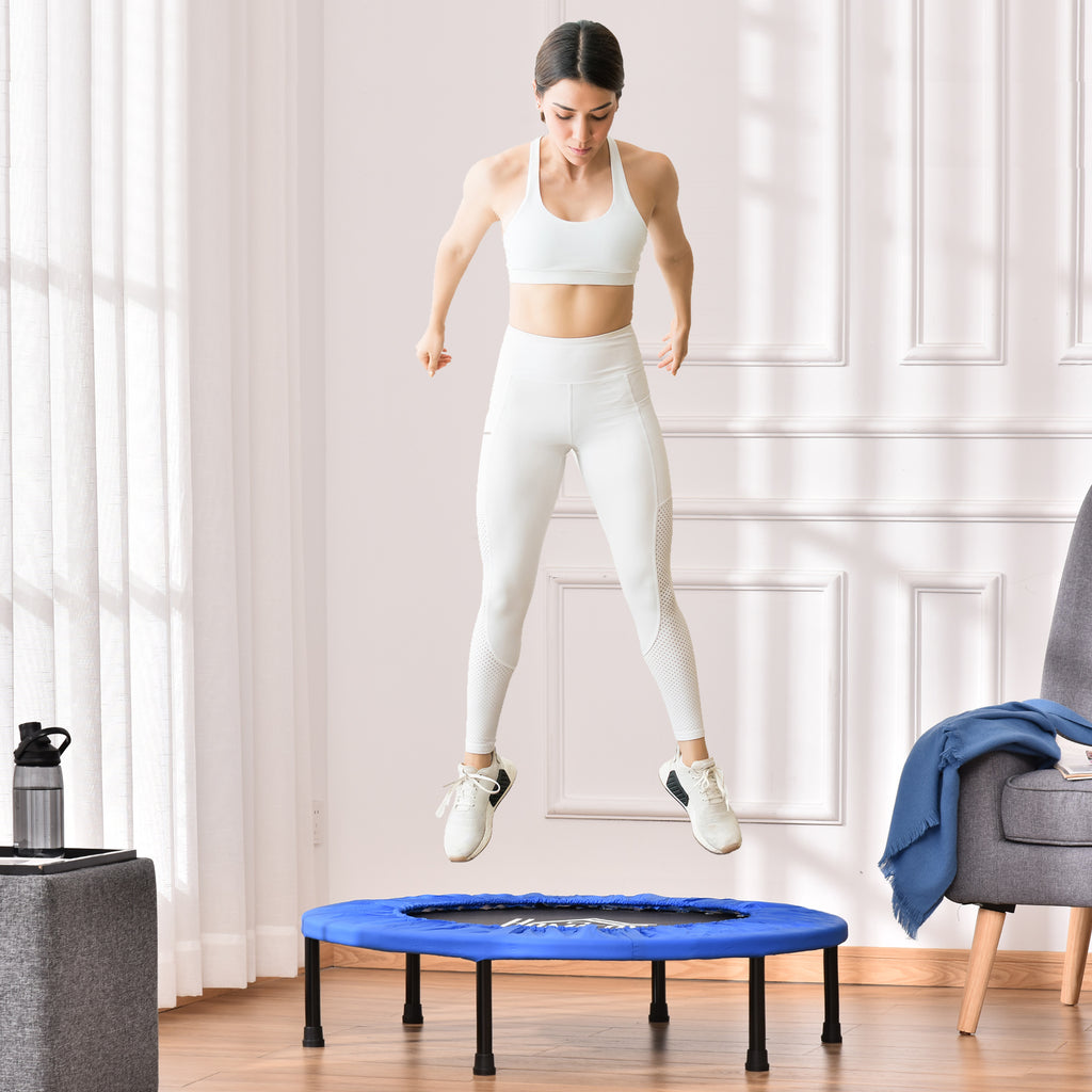 Trampoline for Training with 30 Springs, Made of Steel, Plastic and PP, Ø91x22.5 cm, Black and Blue