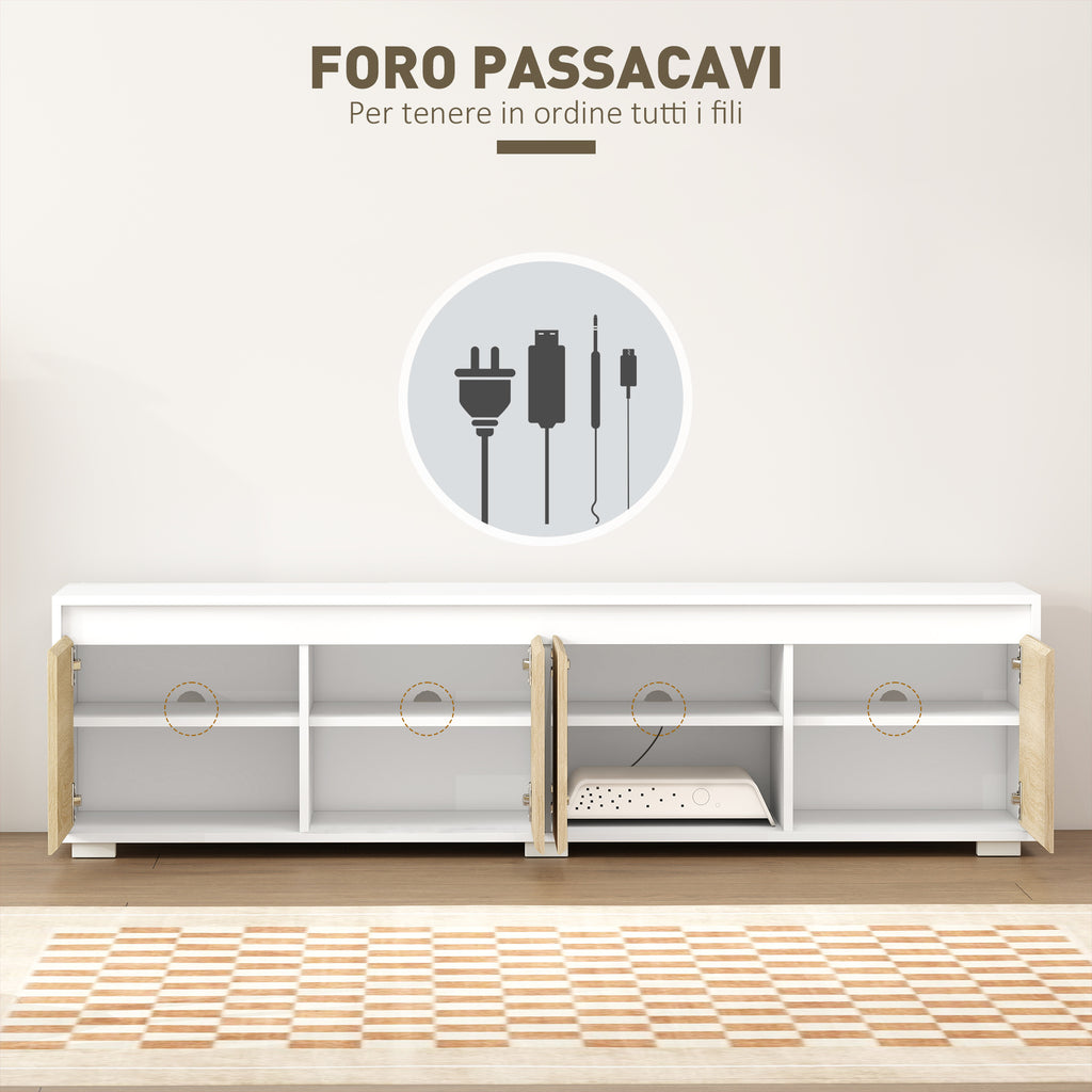 2-Piece Chipboard TV Stand, Max 70" 160x39x43 cm and Multipurpose Wall Unit 80x35x40 cm