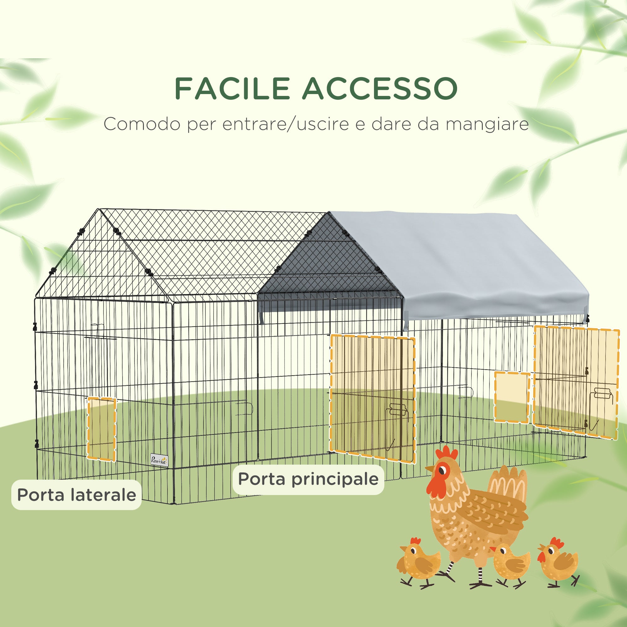 Indoor and Outdoor Rabbit Cage with Roof, 220x85x103cm, Silver