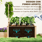 Raised Planter with Trellis for Climbing Plants and Divider, in Fir Wood, 222x63x132 cm, Wood Color