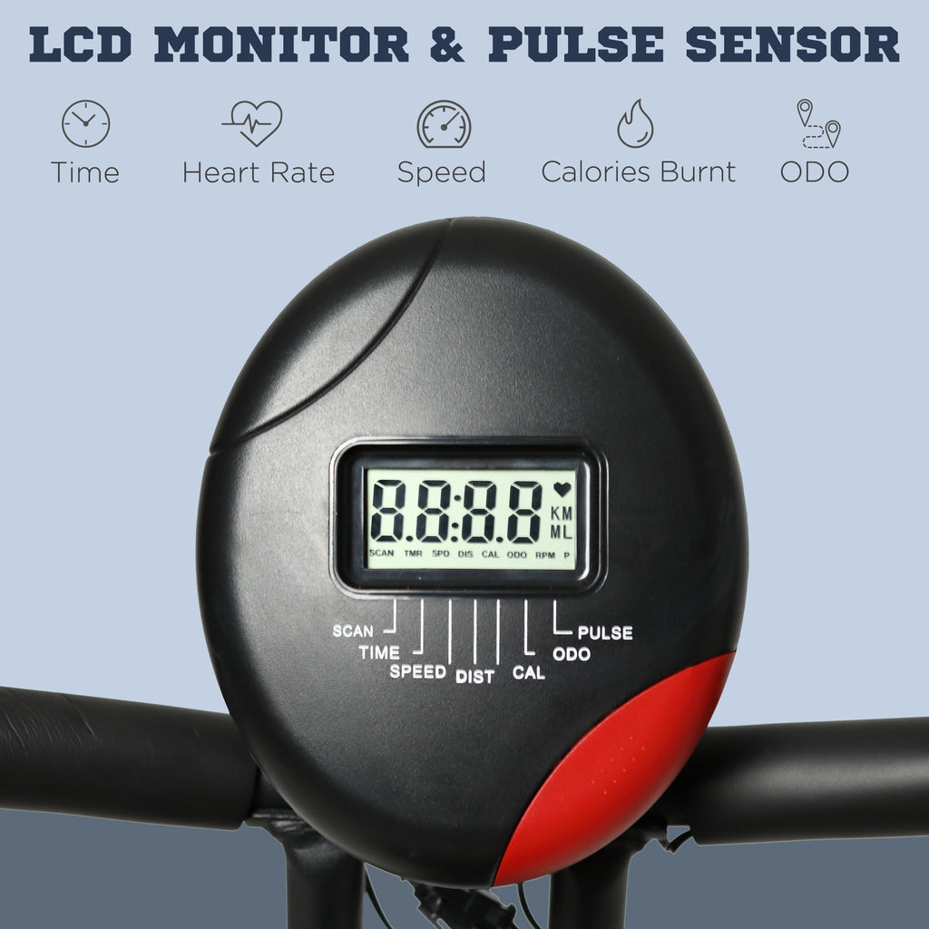 HOMCOM Professional Exercise Bike with Resistance and Adjustable Height, in Steel and PP, 41x86x112 cm, Black - Borgè