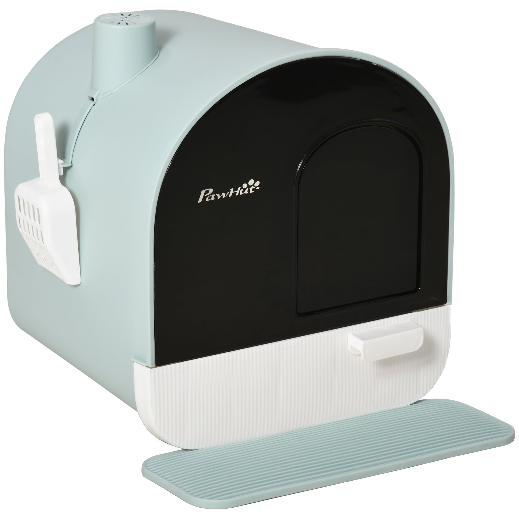 Closed Cat Litter Box with Filters, Scoop and Tray, PP Structure, 43x44x47cm, Green