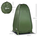 Camping and Beach Shower Tent with Zipper Door and Transport Bag, 126x124x189 cm, Dark Green