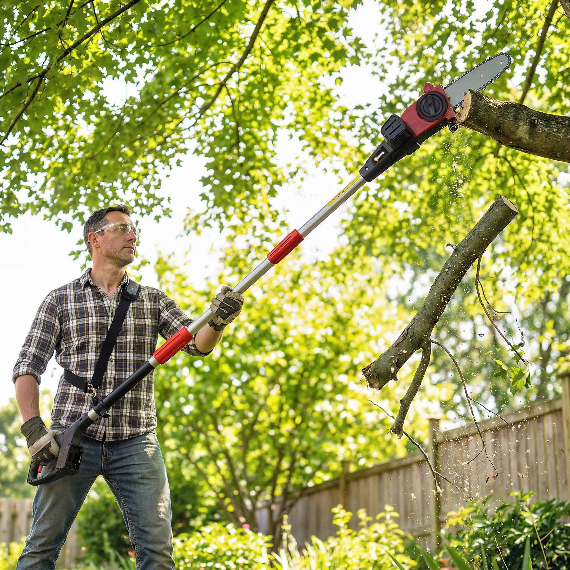 Outsunny 1.94m-2.56m Cordless Telescopic Chainsaw with Automatic Lubrication