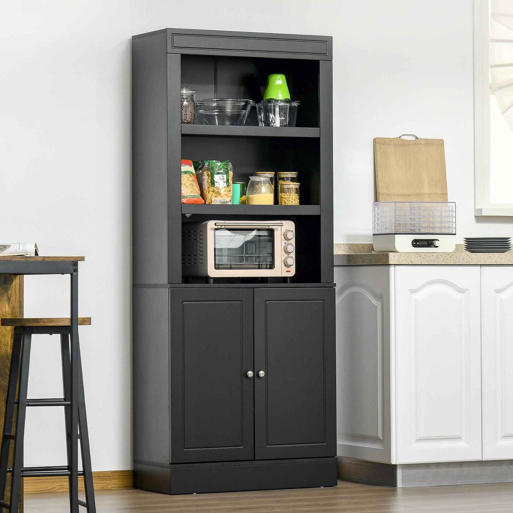 HOMCOM Wooden Kitchen Sideboard with Shelves and 2-Door Cabinet with Adjustable Shelves, 74.6x35.5x182.5cm