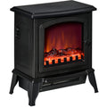 Portable Electric Fireplace 1000W/2000W with Flame Effect, ABS and Tempered Glass, 36.5x24x45.5 cm, Black