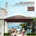 Outsunny 3x3m Garden Gazebo Replacement Roof, 180g/m² Polyester Water Resistant Gazebo Cover with 8 Drainage Holes and Air Vents, Cover Only, 298x295cm, Coffee
