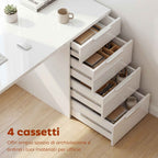 HOMCOM Space-Saving Desk Computer Table 4 Drawers 110x61.5x75 cm White