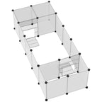 Modular Pet Playpen with 20 Panels and 2 Doors, Made of Steel and PP, 175x70x45 cm, White and Black