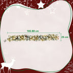 Christmas Garland Ø25x180 cm with 50 LED Lights, Berries and Pine Cones, in Plastic and Metal, Green and White