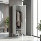 Metal Wardrobe with Lockable Door, Name Tag and Hanging Rail, 40x40x179 cm, White