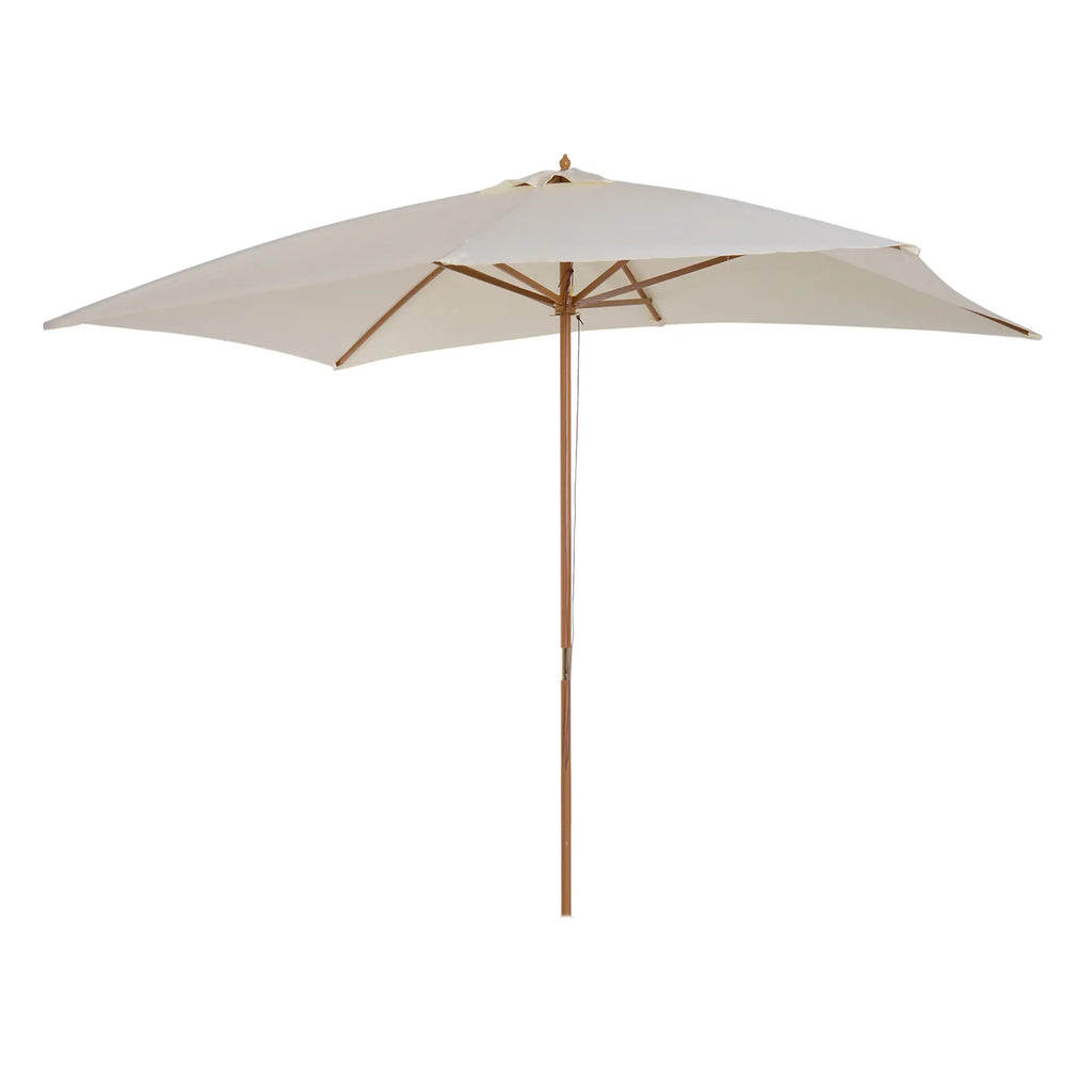 2x3m Waterproof Garden Umbrella, Wood and 180G Polyester, Beige - Borge' Group Limited