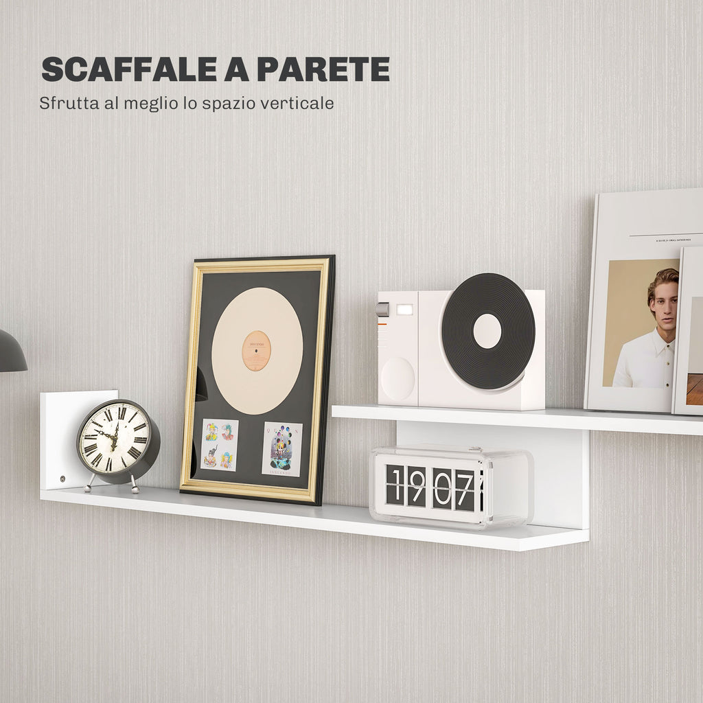 TV Cabinet with Wall Shelf, Open Shelves and Wooden Cabinet, Black and White