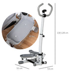 Stepper with LCD Monitor, Adjustable Handlebar and Elastic Bands, Made of Steel and ABS, White and Grey