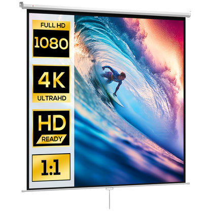 Projector Screen 120" 1:1 Format 160° Angle Ceiling or Wall Mountable