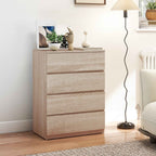 HOMCOM 4-Drawer Wooden Chest of Drawers with Metal Rails and Grooved Handles, 60x40x80 cm, Beech Color