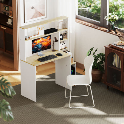 Modern PC Desk with Bookcase, Shelf and CPU Holder, 113x45x138.5 cm, Oak