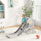 Children's Slide 18-36 Months in PE and PP with Space Theme with Non-Slip Stairs, 157x46.5x80 cm, Grey and White