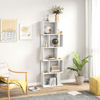 Wooden Bookcase Cabinet with 5 Shelves with Divider, 60x24x184.5 cm, White