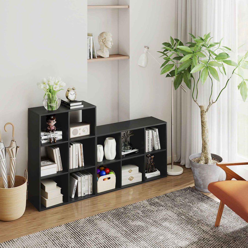 HOMCOM Cube Bookcase with 6 Storage Shelves, Wooden, 61.5 x 29.5 x 91.5 cm, Black