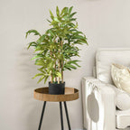 HOMCOM 60cm High Artificial Bamboo Plant in Green Polyester and PP with Cement Pot Ø15x12.5cm