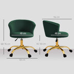 Vinsetto Teddy Velvet Swivel Office Chair, Steel Frame, Adjustable Height, 120kg Load Capacity, Dark Green